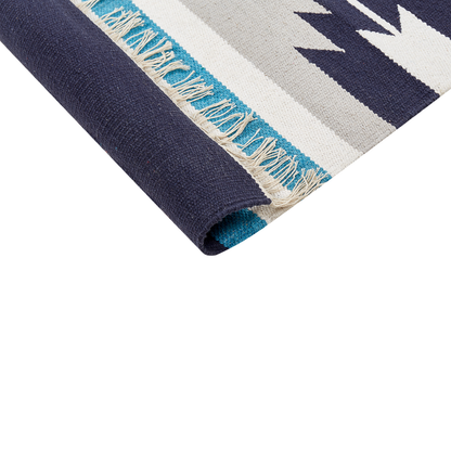 Kilim Runner Rug Multicolour Cotton 80 x 300cm Handwoven Reversible Flat Weave With Tassels Hallway