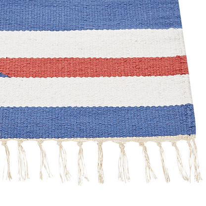 Kilim Handwoven Reversible Flat Weave Area Rug 140 x 200cm Multicolour with Tassels Geometric Pattern