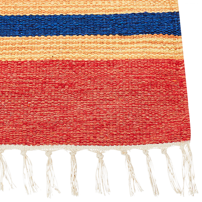 Kilim Handwoven Multicolor Cotton Area Rug 80 x 150 Reversible Tassels