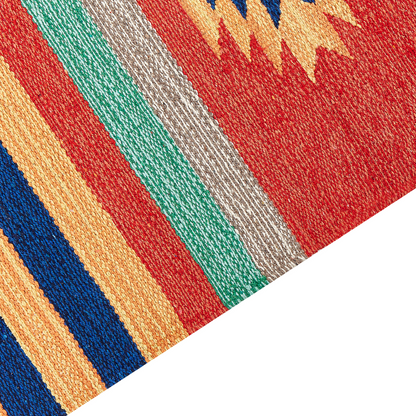 Kilim Handwoven Cotton Area Rug 140 x 200cm Multicolour Geometric Pattern Reversible Flat Weave Tassels