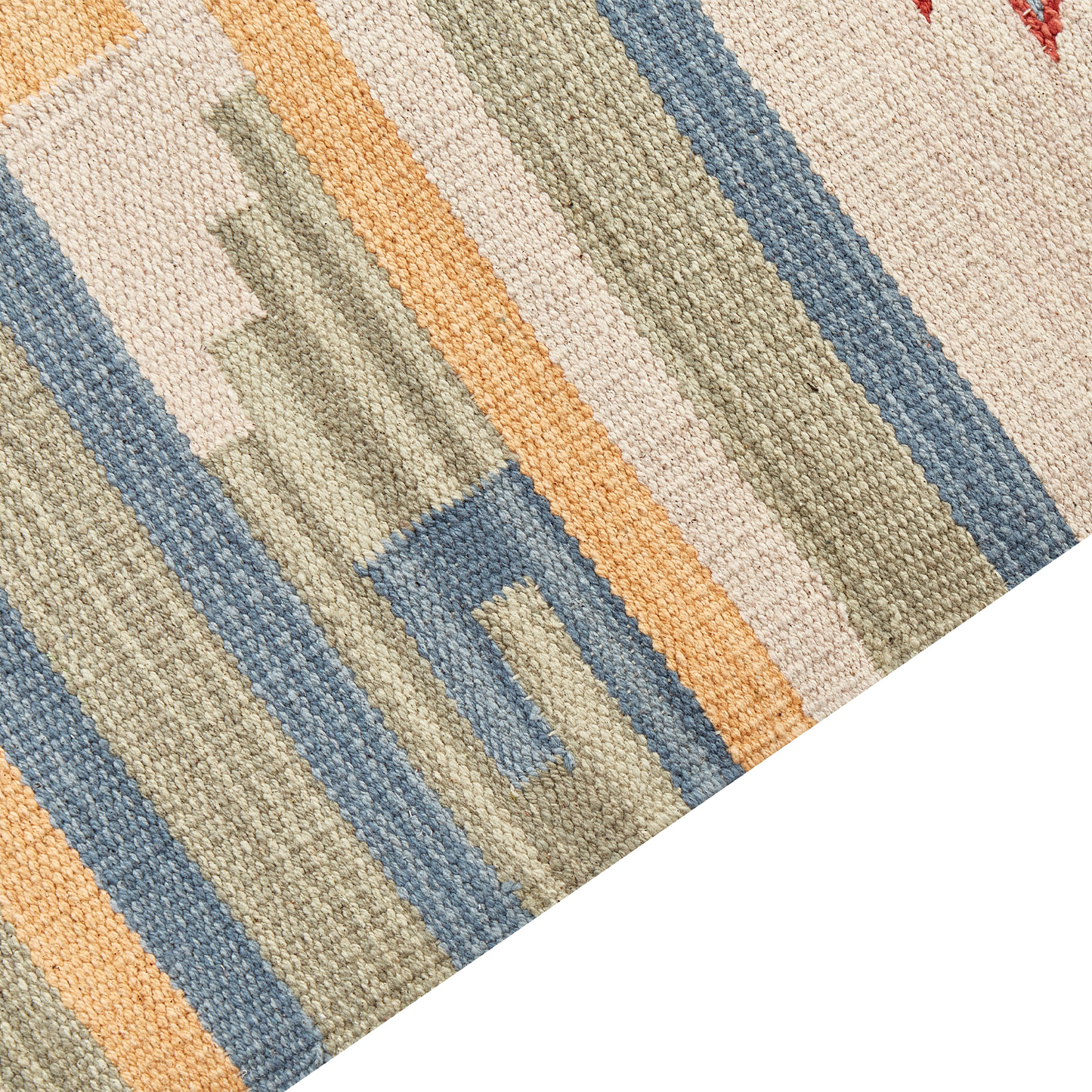 Klim Handwoven Kilim Area Rug 80 x 150 Beige Brown Reversible Tassels