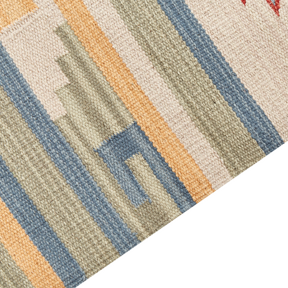Klim Handwoven Kilim Area Rug 80 x 150 Beige Brown Reversible Tassels