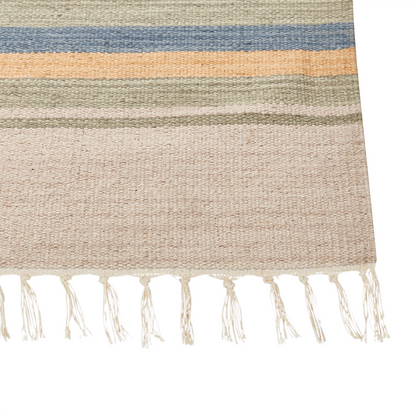 Klim Kilim Cotton Area Rug 140 x 200 Beige Brown Reversible Tassels