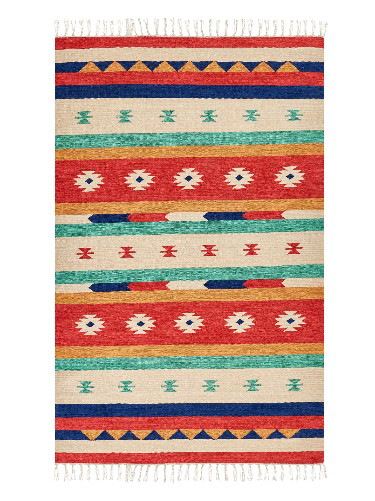 Klim Multicolour Cotton Area Rug 140 x 200cm Handwoven Tassels