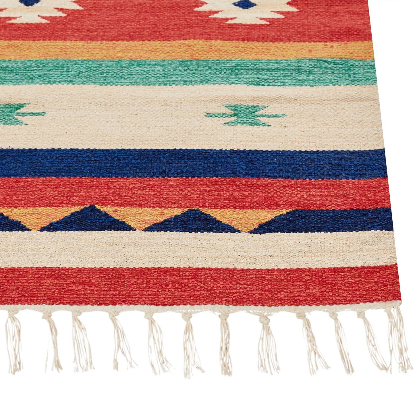 Klim Multicolour Cotton Area Rug 140 x 200cm Handwoven Tassels