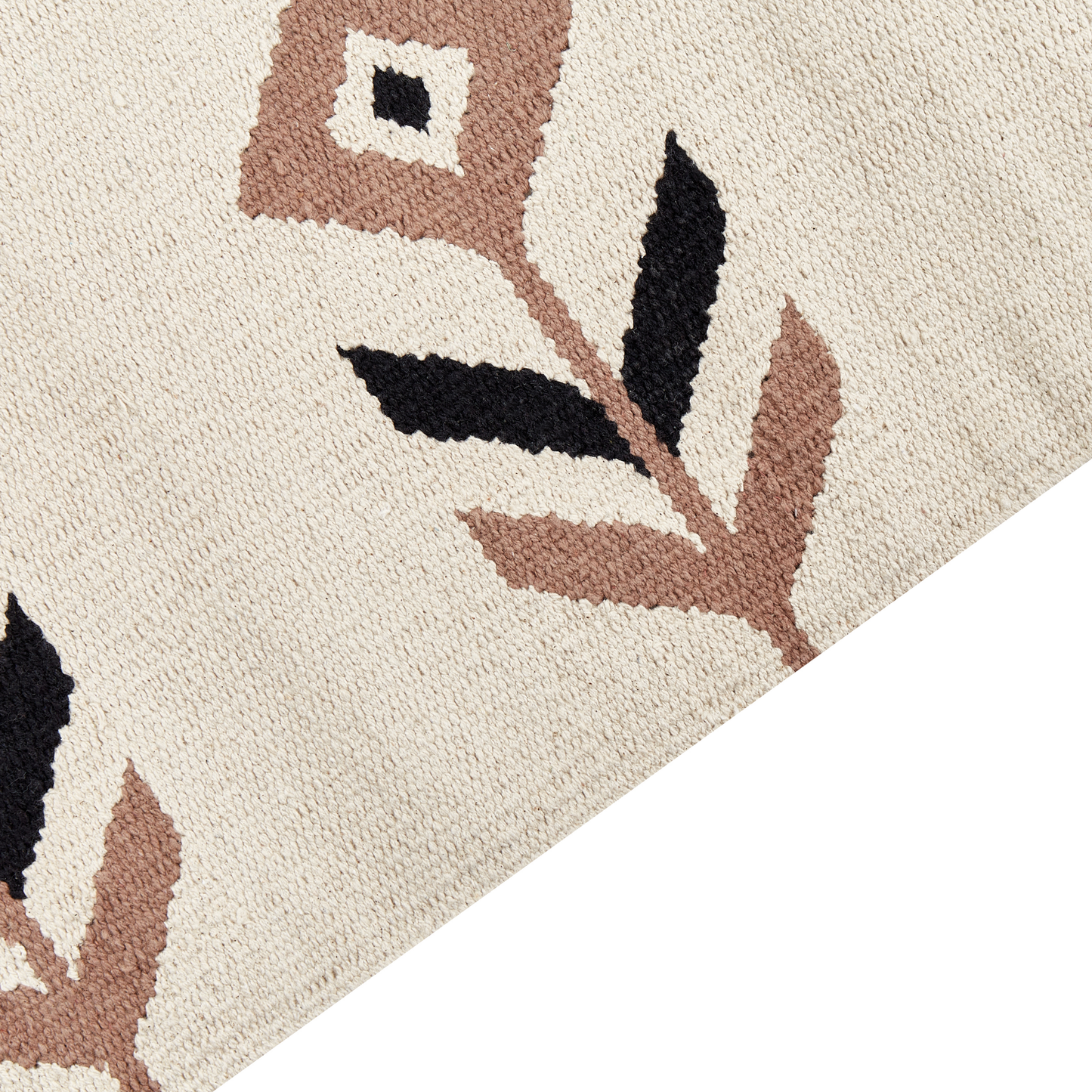 Kilim Area Rug Cotton 140 x 200cm Beige And Black Reversible Low Pile For Living Room