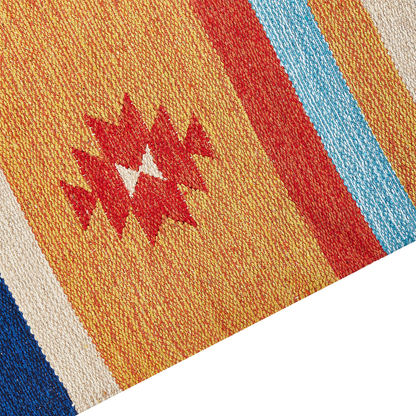 Kilim Area Rug Multicolor Cotton 140 X 200cm Handwoven Reversible Flat Weave Geometric Tassels