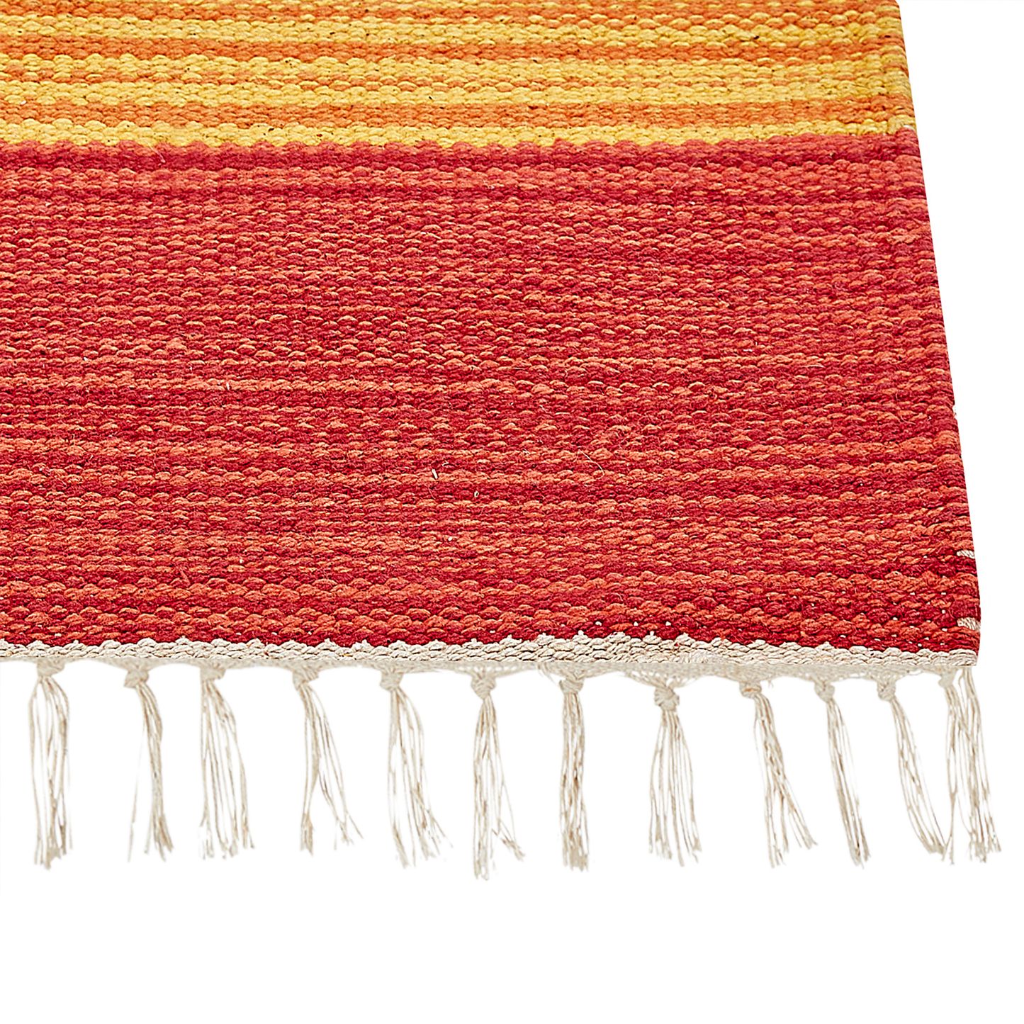 Kilim Handwoven Multicolour Cotton Rug 80 x 150cm Reversible Flat Weave