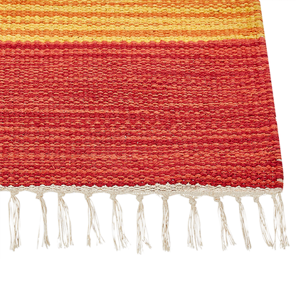 Kilim Handwoven Multicolour Cotton Rug 80 x 150cm Reversible Flat Weave