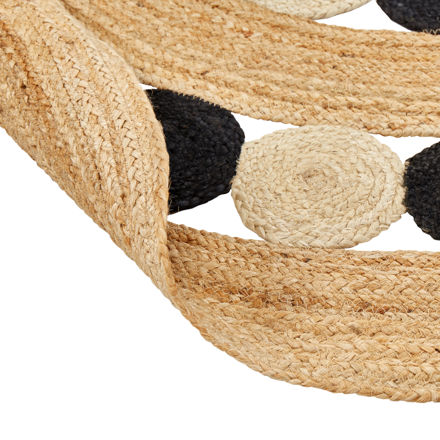 Natura Home Boho Round Jute Area Rug Beige And Black 140cm