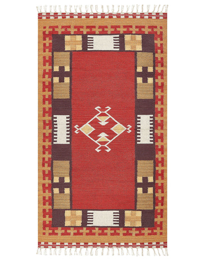 Kilim Handwoven Multicolour Area Rug 80 x 150cm Reversible Tassels