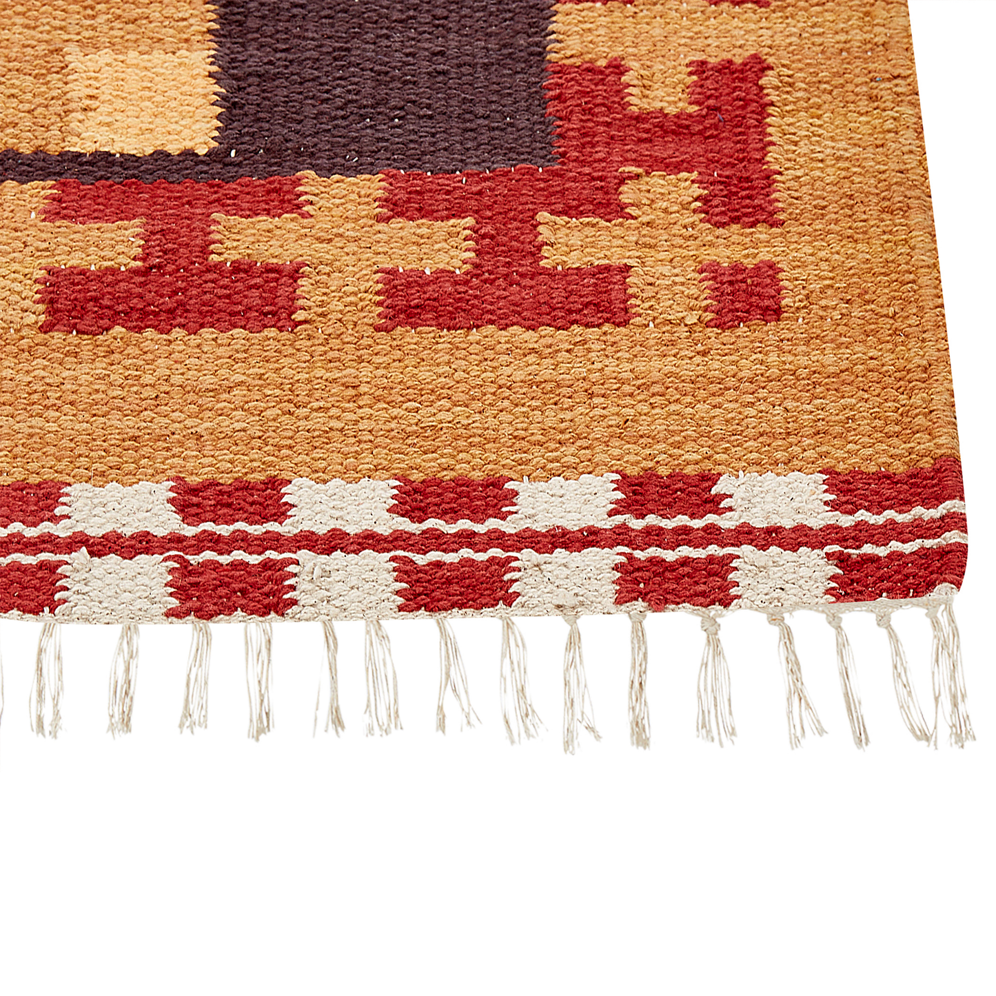 Kilim Handwoven Multicolour Area Rug 80 x 150cm Reversible Tassels