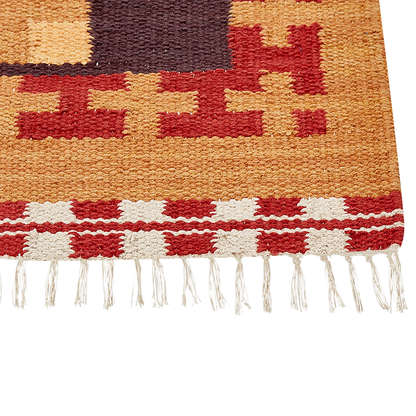 Kilim Handwoven Multicolour Area Rug 80 x 150cm Reversible Tassels