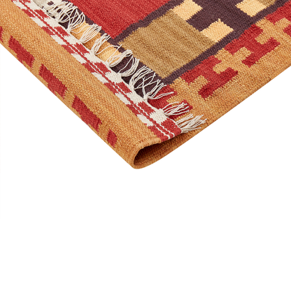 Kilim Handwoven Multicolour Area Rug 80 x 150cm Reversible Tassels