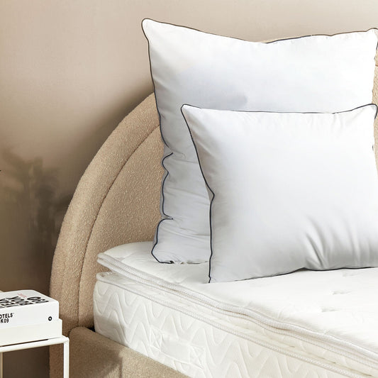 Japara Cotton Bed Pillow 50 x 60cm White High Profile Satin Piping