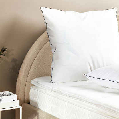 Japara Cotton Pillow 80 x 80 White High Profile Satin Piping