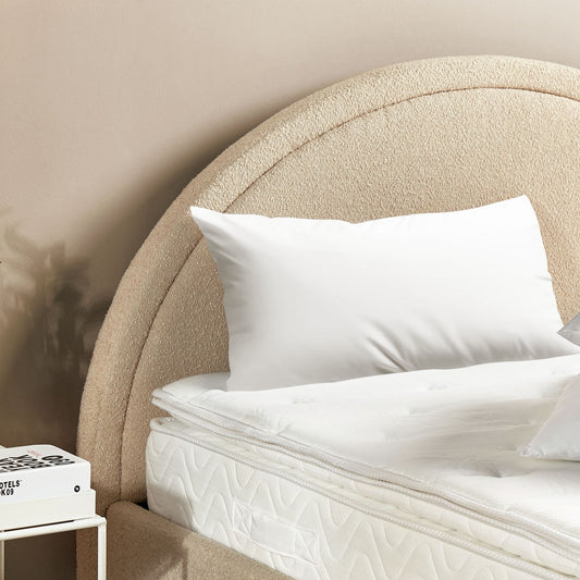 Bed Pillow White Microfibre Cover 40 x 80 Low Profile Soft