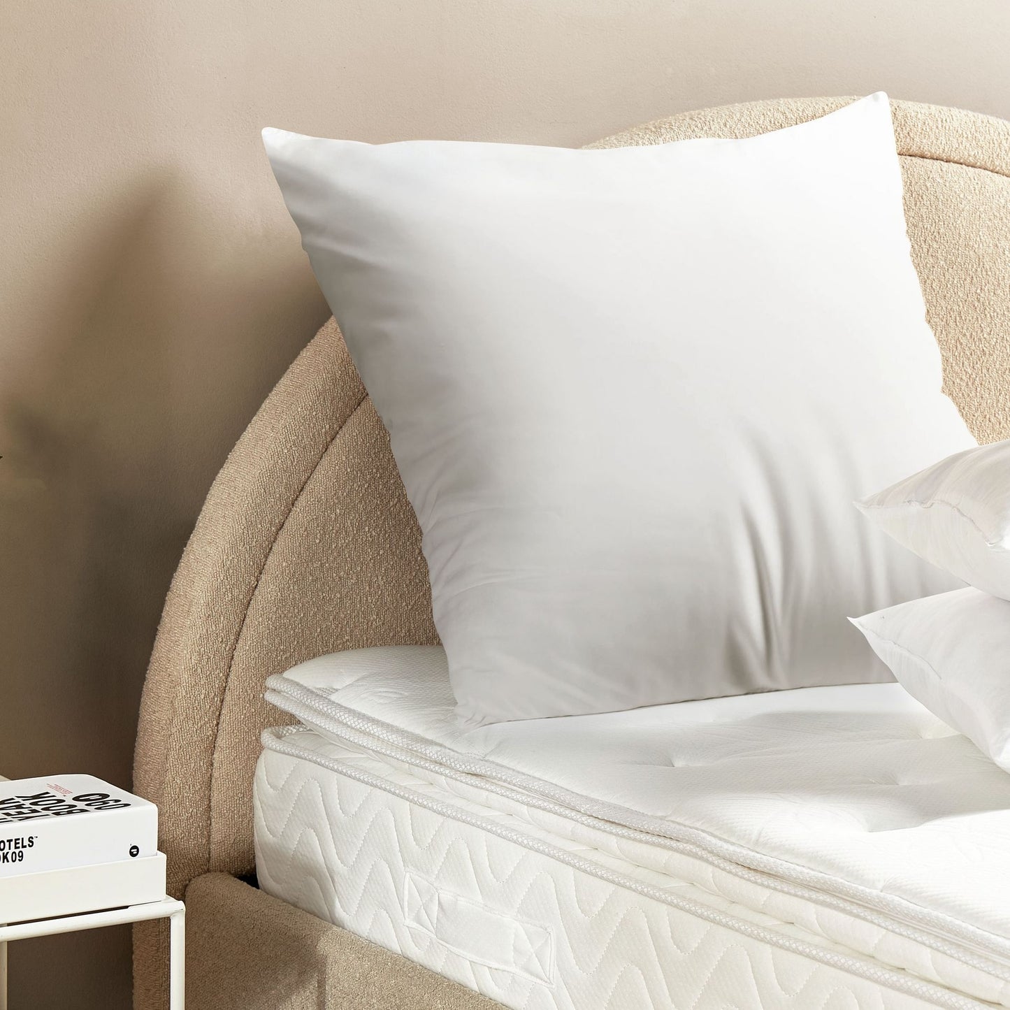 Bed Pillow White Microfibre Cover Polyester Fill 80 X 80cm High Profile Soft Hypoallergenic