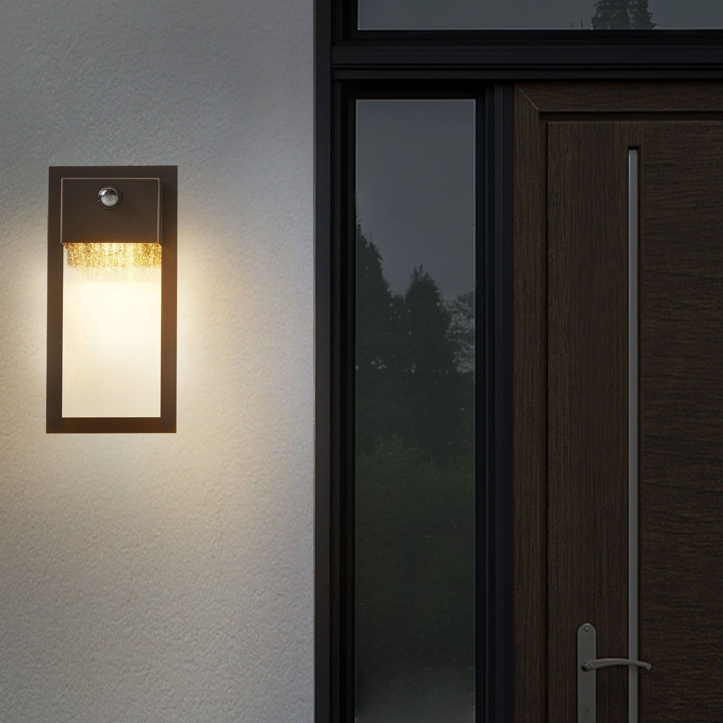 Black Outdoor LED Wall Light Sconce With Motion Sensor