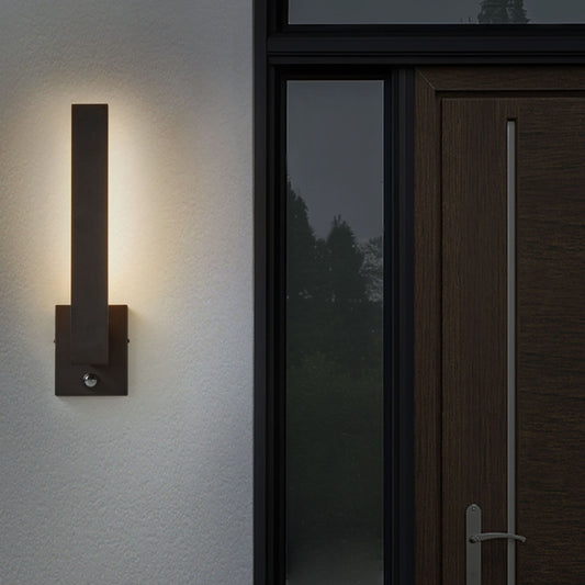Outdoor LED Wall Light With Motion Sensor Matte Black Sconce Iron Aluminium Modern Patio Garden