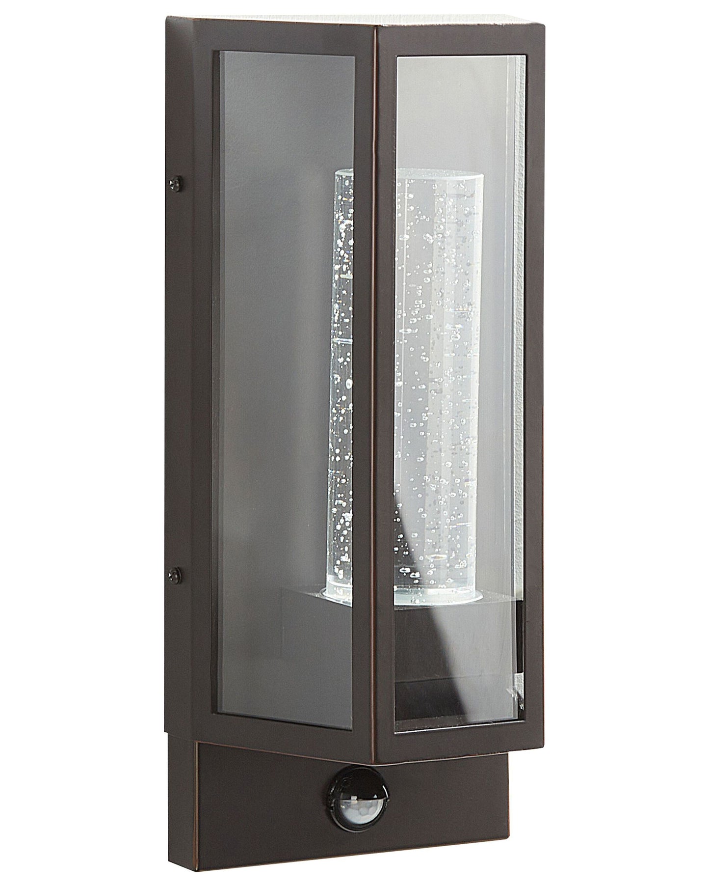 Outdoor Wall Light LED Lamp Brown Iron Glass 33cm Motion Sensor
