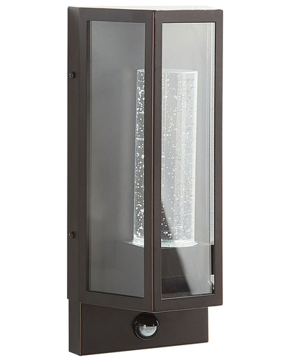 Outdoor Wall Light LED Lamp Brown Iron Glass 33cm Motion Sensor