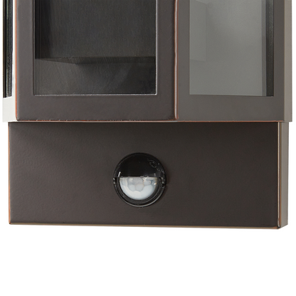 Outdoor Wall Light LED Lamp Brown Iron Glass 33cm Motion Sensor