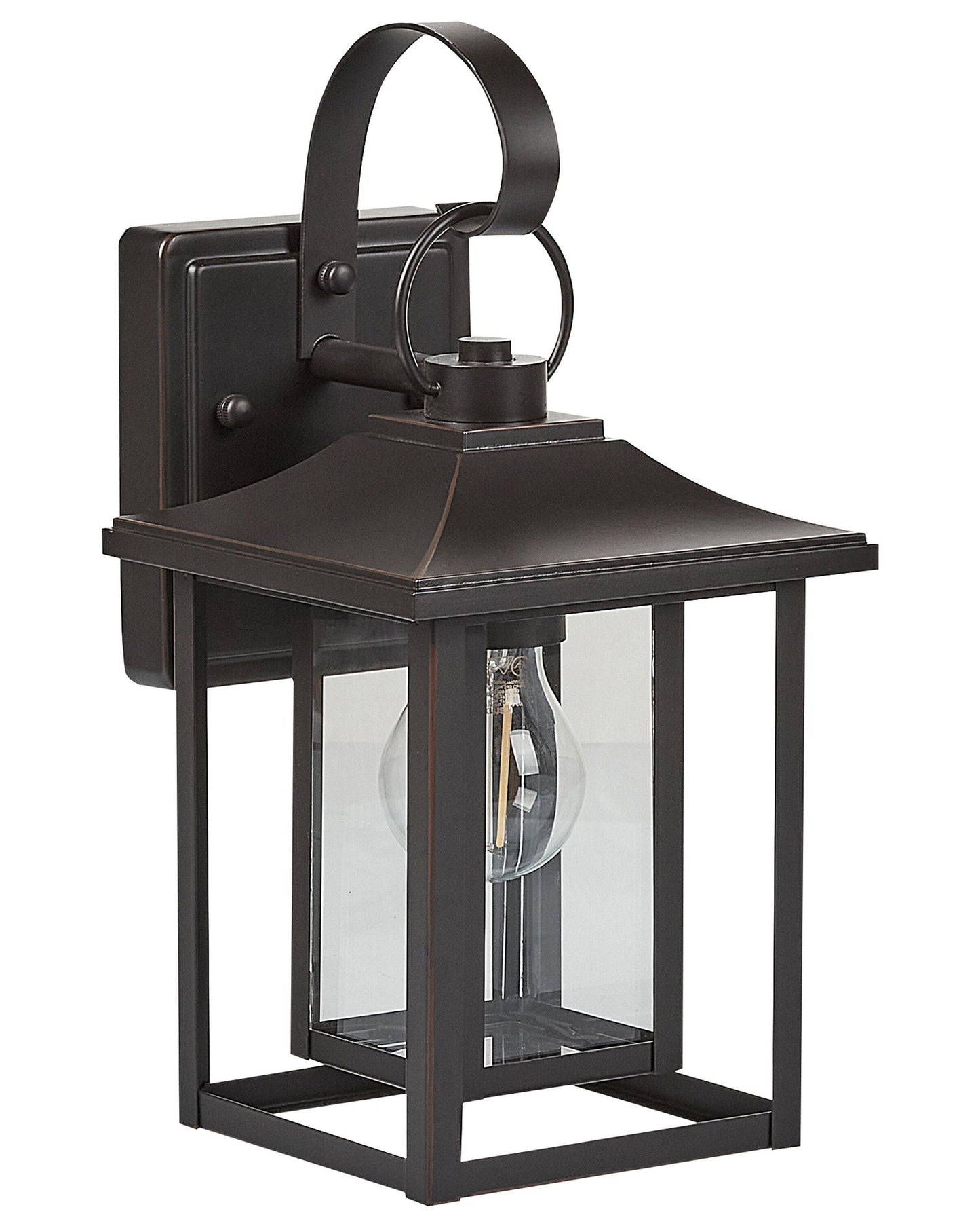 Outdoor Wall Light Lantern Black Iron Glass 34cm