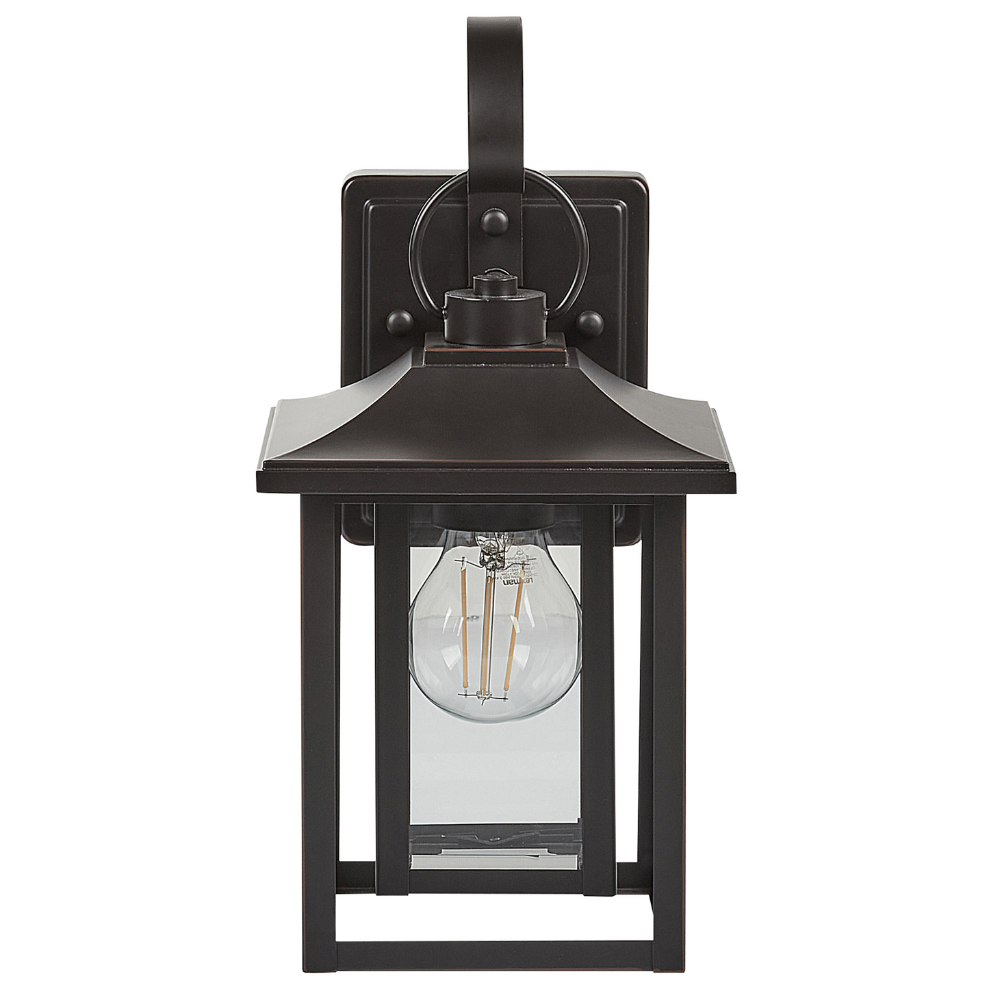 Outdoor Wall Light Lantern Black Iron Glass 34cm