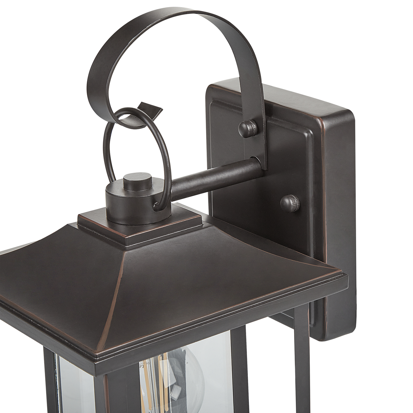 Outdoor Wall Light Lantern Black Iron Glass 34cm