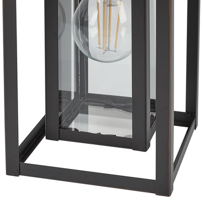 Outdoor Wall Light Lantern Black Iron Glass 34cm