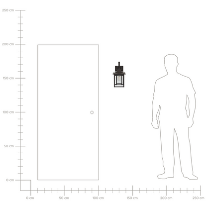 Outdoor Wall Light Lantern Black Iron Glass 34cm