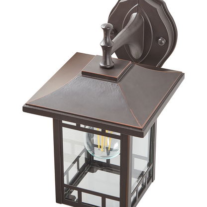 Outdoor Wall Light Black Iron Glass 28cm Retro Lantern