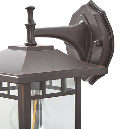 Outdoor Wall Light Black Iron Glass 28cm Retro Lantern