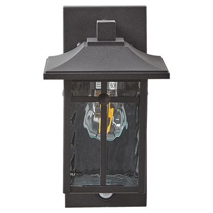 Outdoor Wall Light Black Iron Glass 30cm Motion Sensor