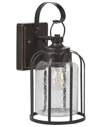 Outdoor Wall Light Lamp Black Iron Glass 36cm Retro