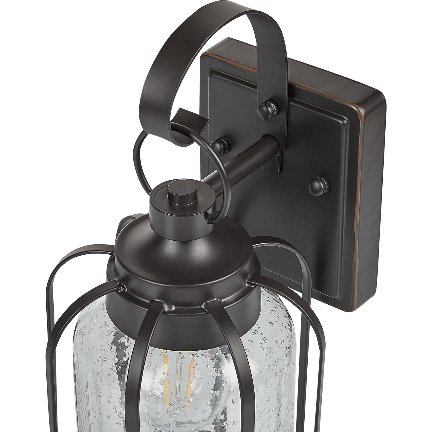 Outdoor Wall Light Lamp Black Iron Glass 36cm Retro