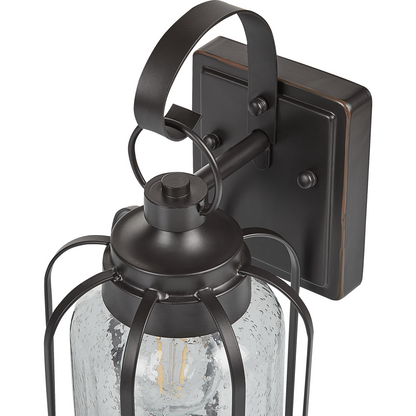 Outdoor Wall Light Lamp Black Iron Glass 36cm Retro