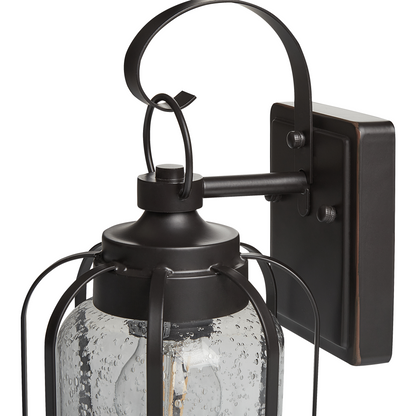Outdoor Wall Light Lamp Black Iron Glass 36cm Retro