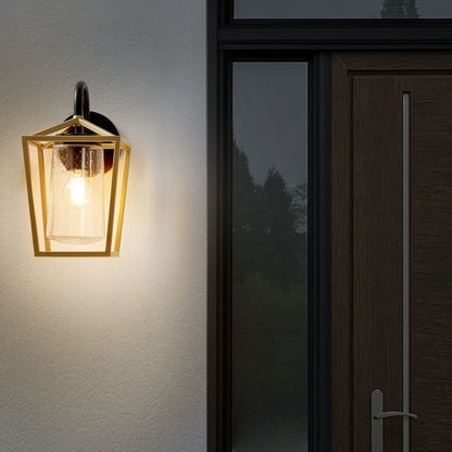 Outdoor Wall Light Gold Sconce Matte Iron Glass