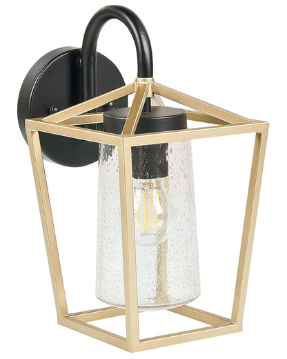 Outdoor Wall Light Gold Sconce Matte Iron Glass
