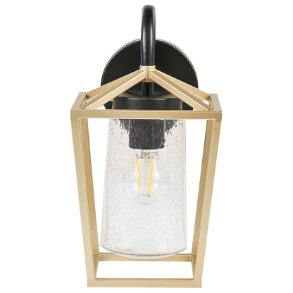 Outdoor Wall Light Gold Sconce Matte Iron Glass