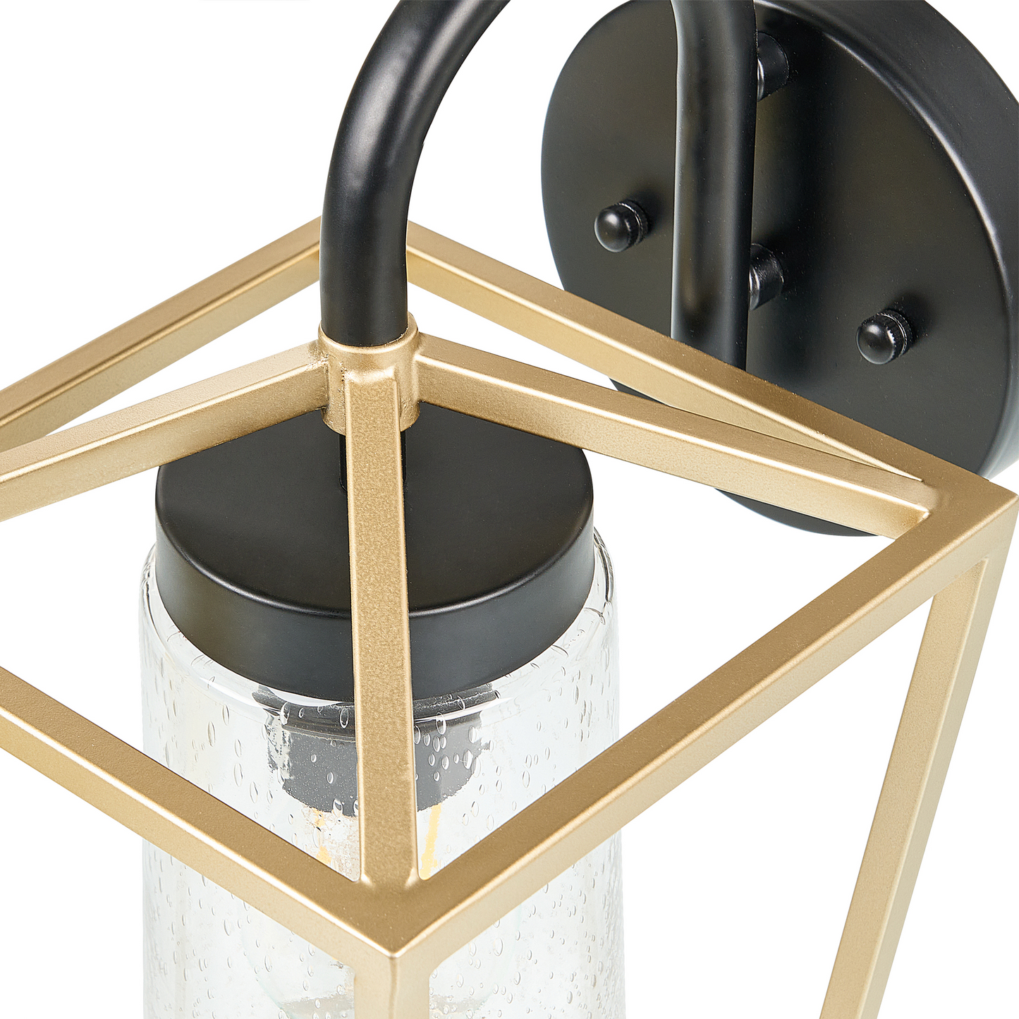 Outdoor Wall Light Gold Sconce Matte Iron Glass