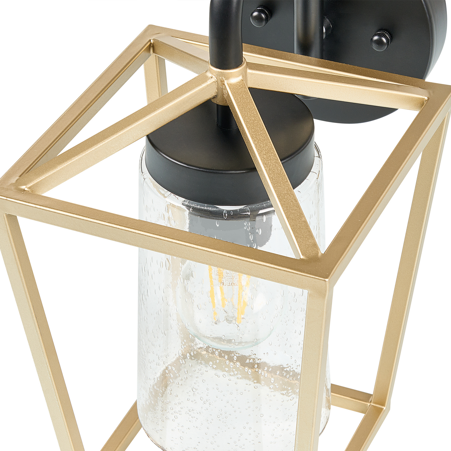 Outdoor Wall Light Gold Sconce Matte Iron Glass