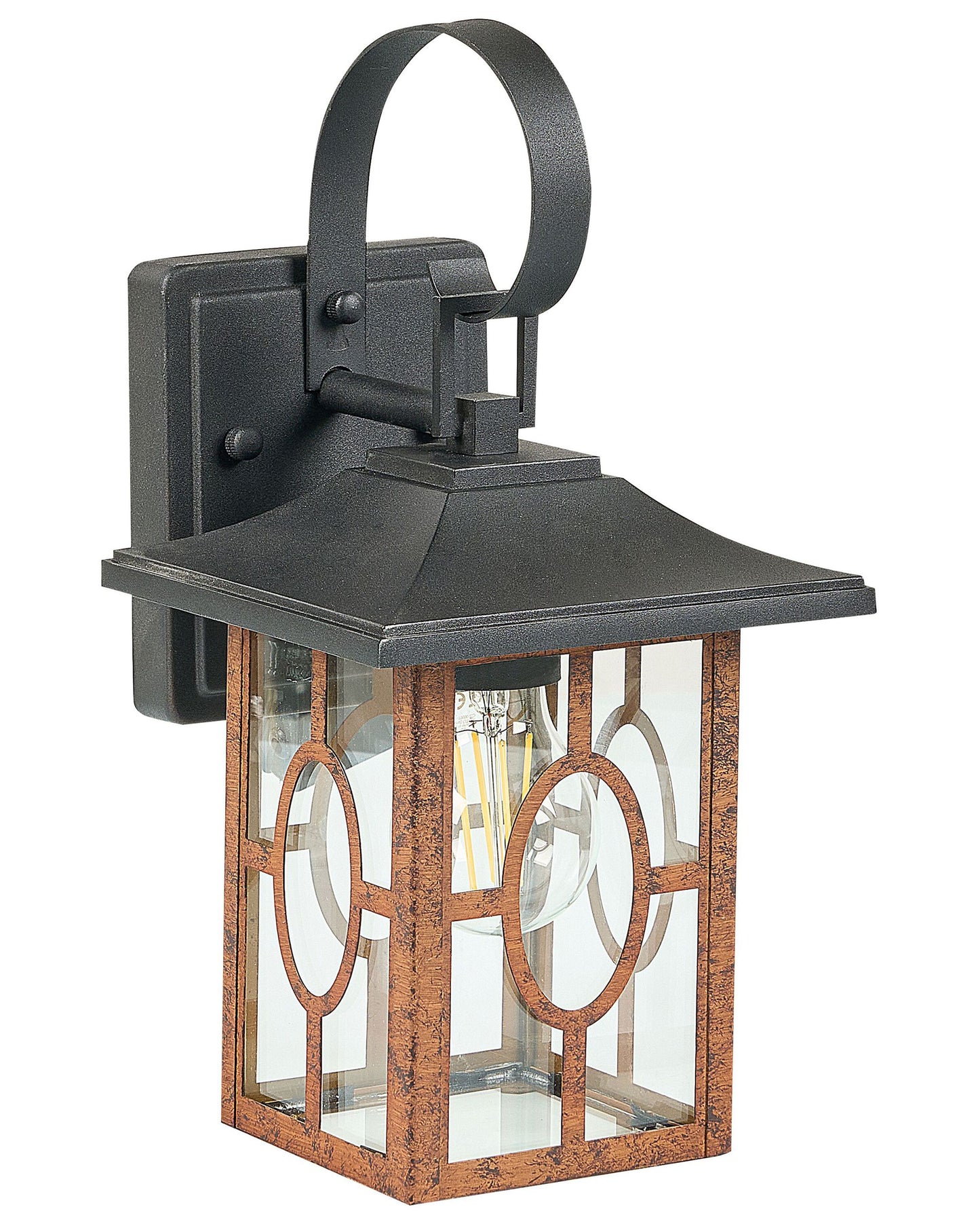Matte Outdoor Wall Light Brown Sconce E27 Iron Glass Traditional Patio Garden