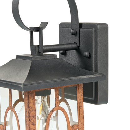 Matte Outdoor Wall Light Brown Sconce E27 Iron Glass Traditional Patio Garden