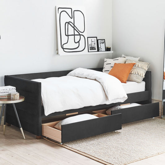 Velvet Daybed EU Single 90 x 200 With Drawers