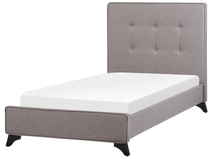 Grey Upholstered Bed Frame 90 x 200 Tufted Headboard