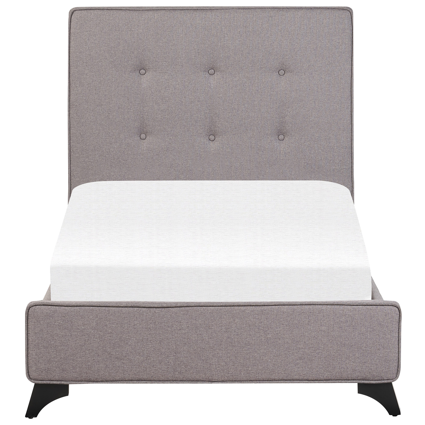 Grey Upholstered Bed Frame 90 x 200 Tufted Headboard