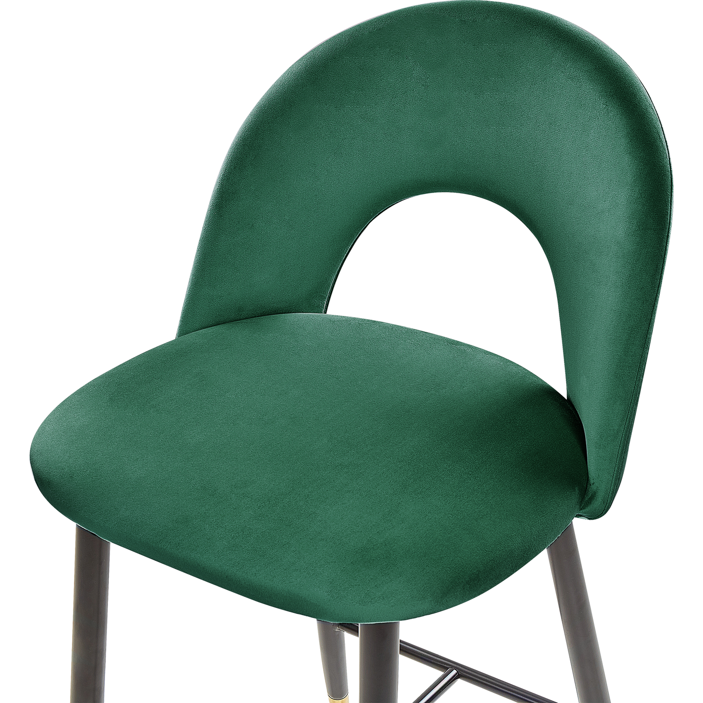 Emerald Green Velvet Bar Chairs Set Of 2 Black Steel With Gold Ends